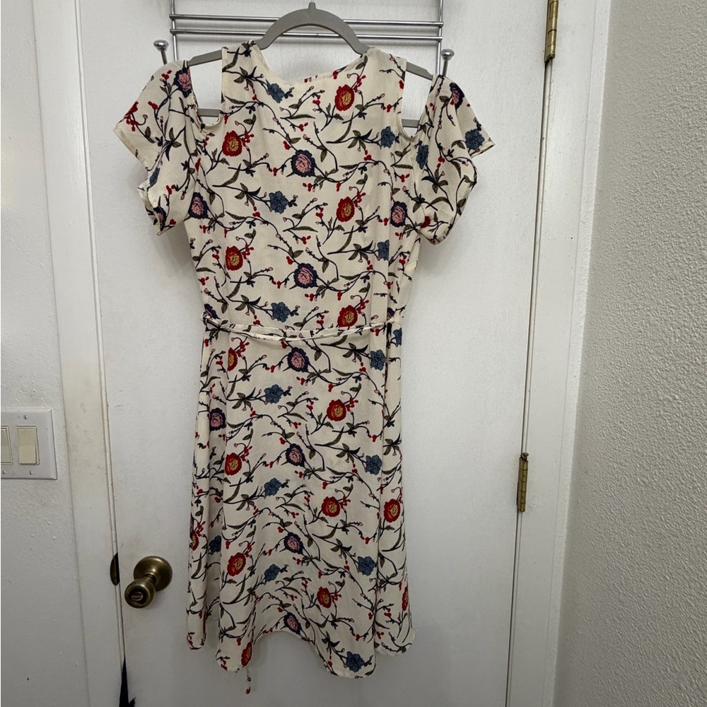 Lush Cream Floral Wraparound Midi Dress